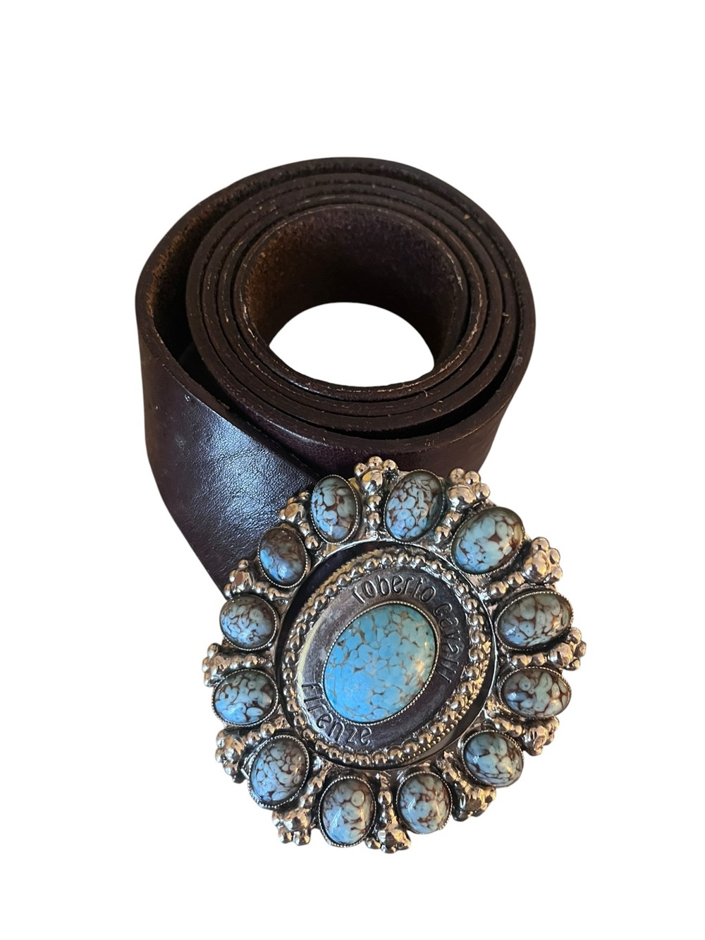 Roberto Cavalli
Roberto Cavalli Black/Turquoise
Leather Embellished Oval